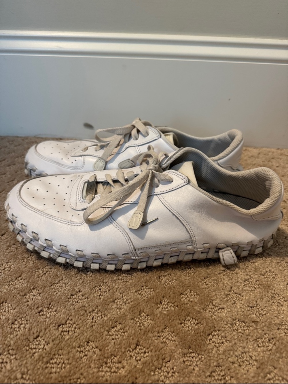 Nike x Jacquemus JF1 low LX White Leather Men’s Casual Sneakers - Picture 3 of 9